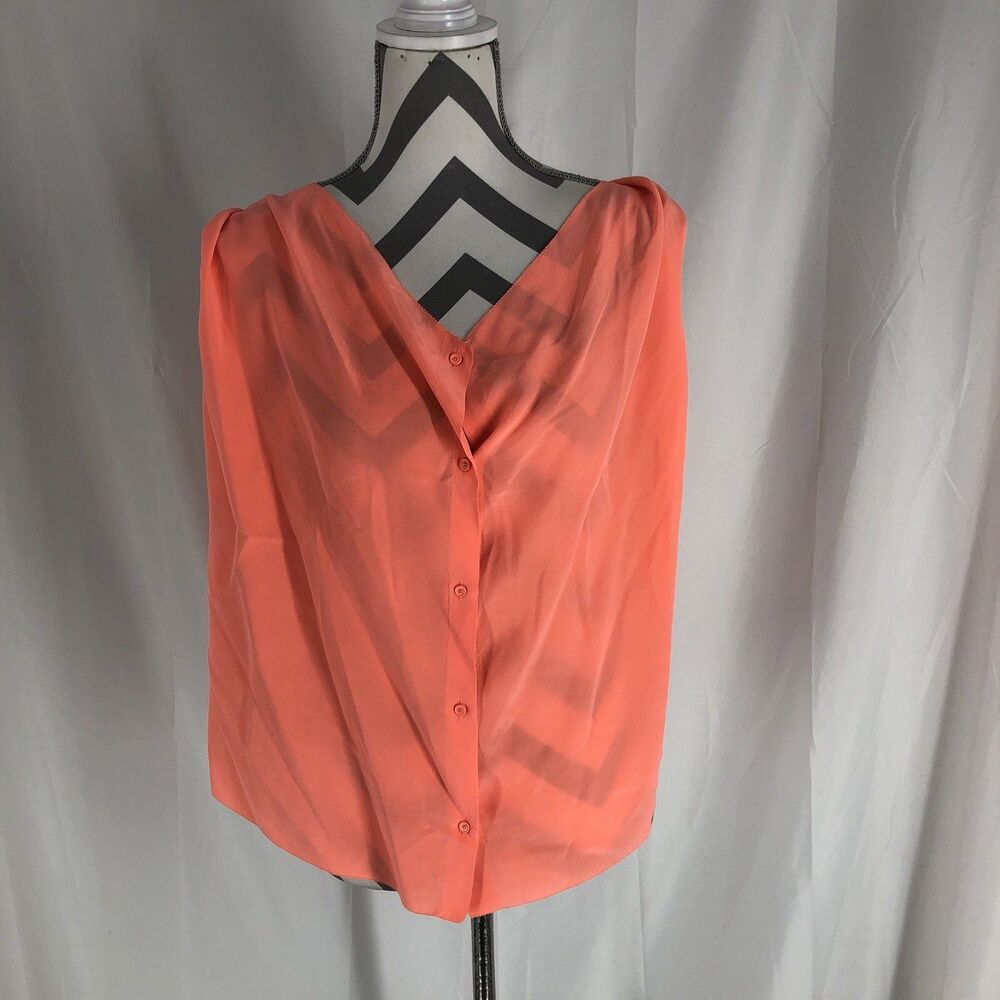 Wilfred 100% Silk Sleeveless Tank shell Top Women's Small Neon Pink